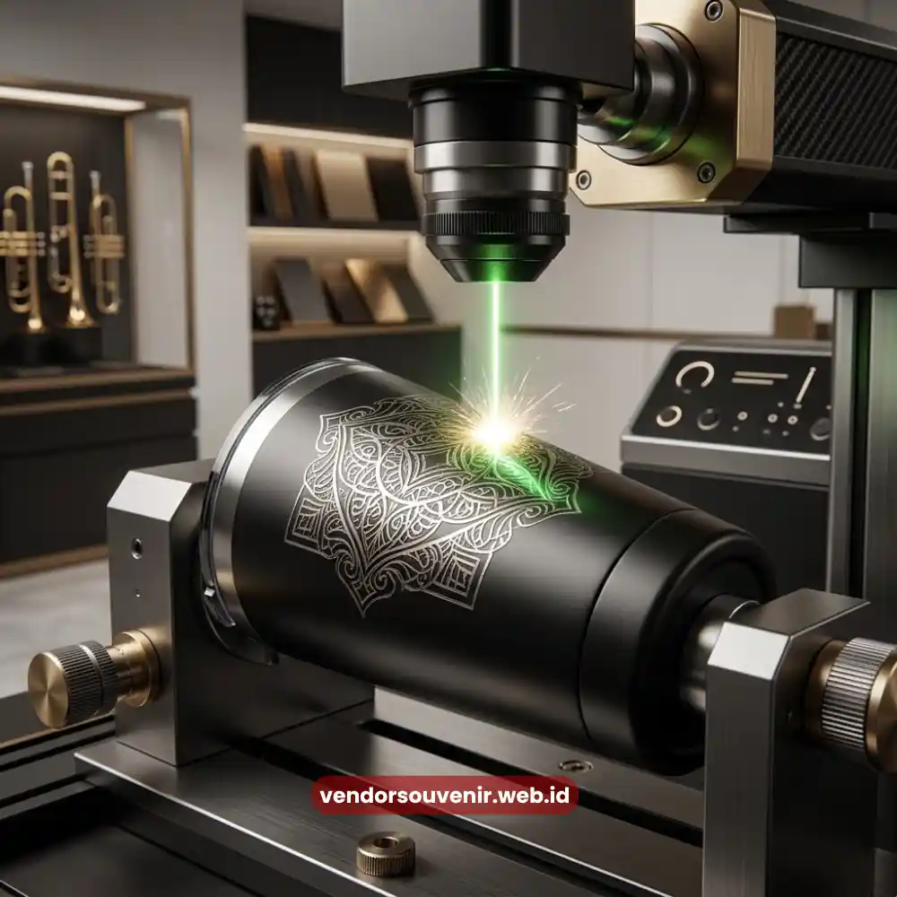 Custom Logo Laser Engraving pada Tumbler